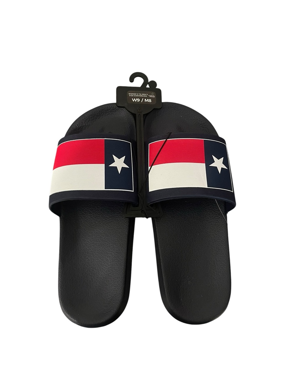NWT Texas Flag Slip On Slider Sandals Navy Unisex W9/M8 Everyday Beachwear Pool